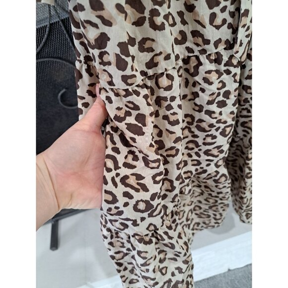 La Ven Babydoll Leopard Print Dress With Ruffle Sleeves & Tie Back Size S NEW - Picture 8 of 12